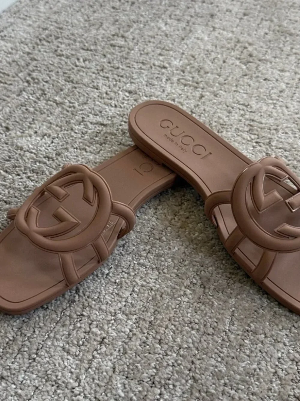 Gucci Women’s Brown GG Logo Slide Sandals